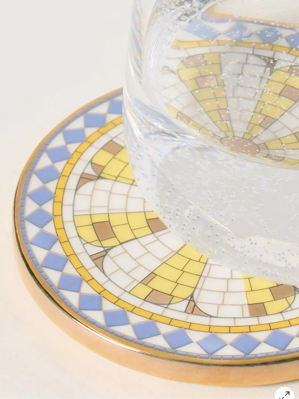 Anthropologie Bistro Tile Stoneware 24k Gold Accent Italia Coaster
